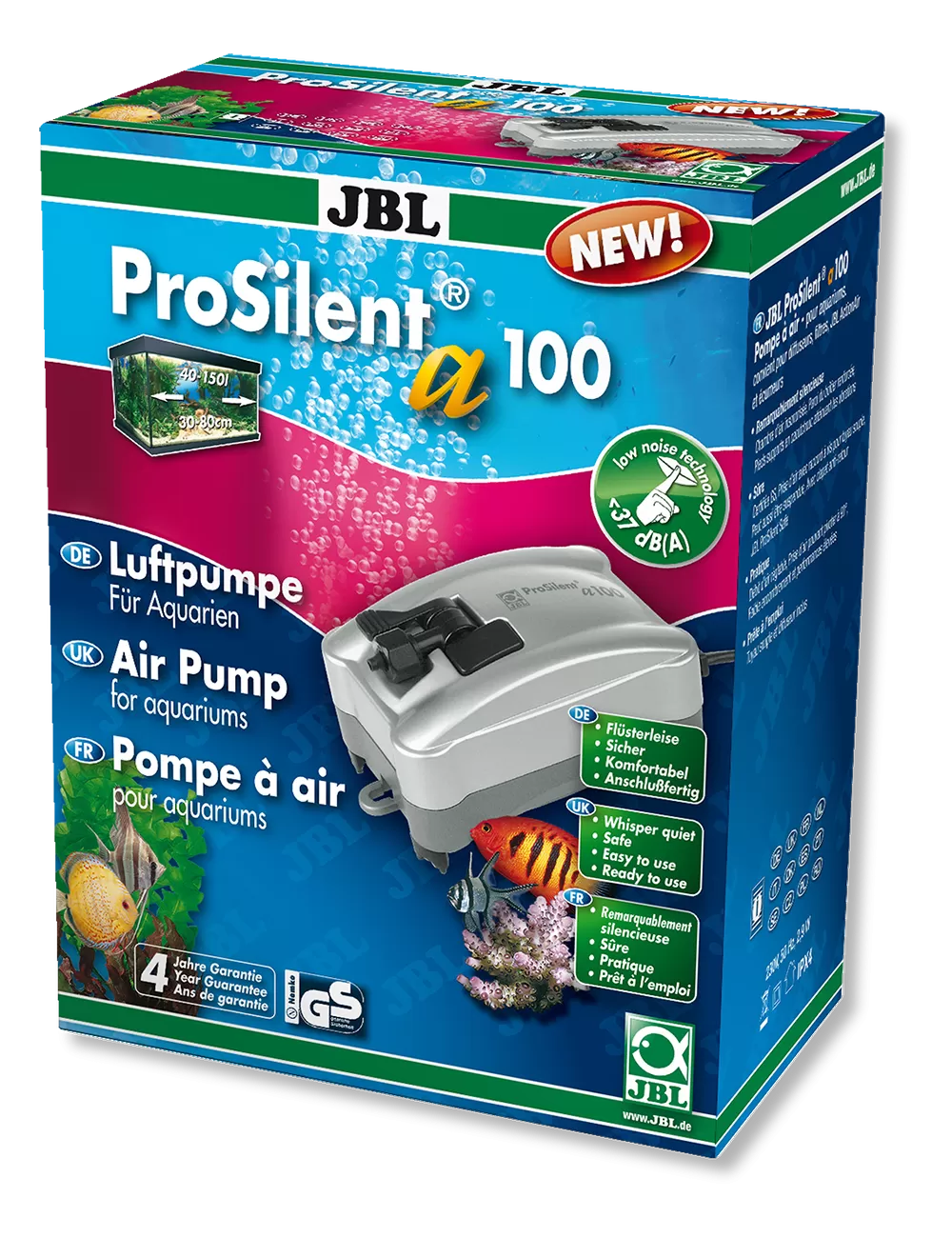 JBL - ProSilent a100 - Leise Luftpumpe - 100 l/h