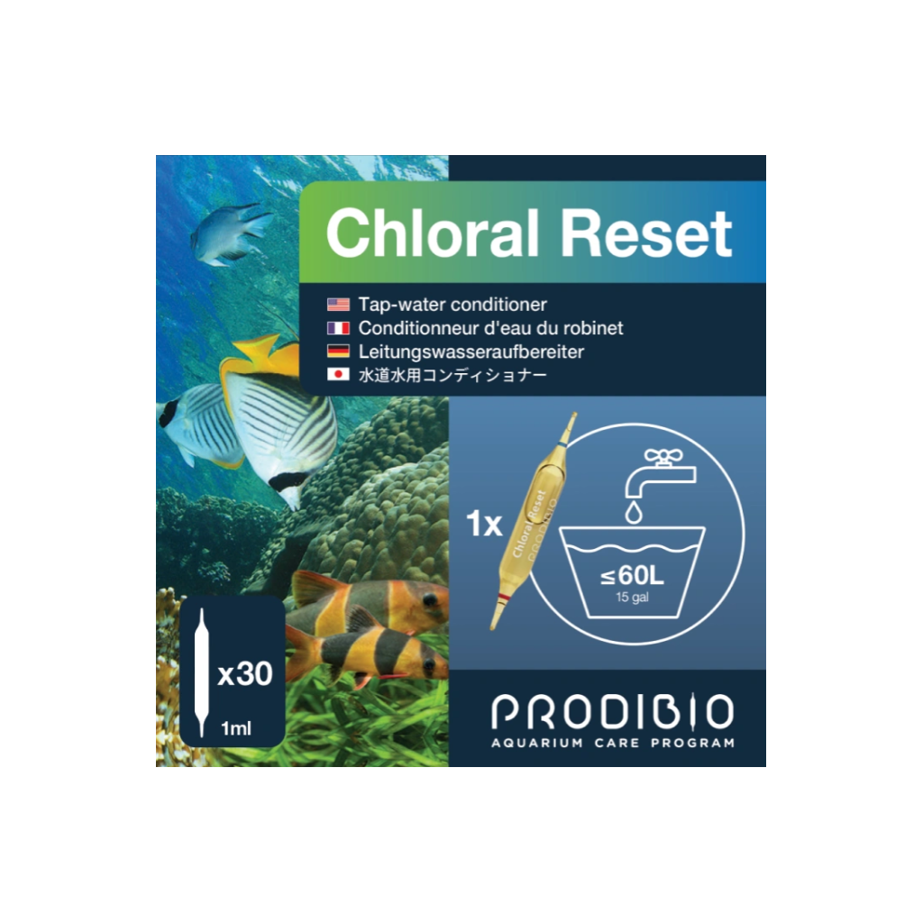PRODIBIO - Chloral Reset - 30 ampoules - Conditionneur d'eau pour aquarium