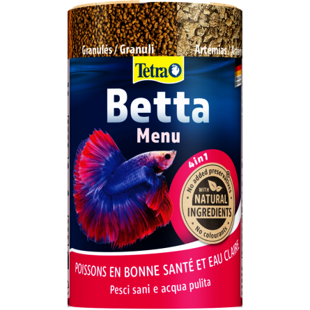 TETRA - Betta Menu - 100ml - Aliments variés pour poissons combattants.