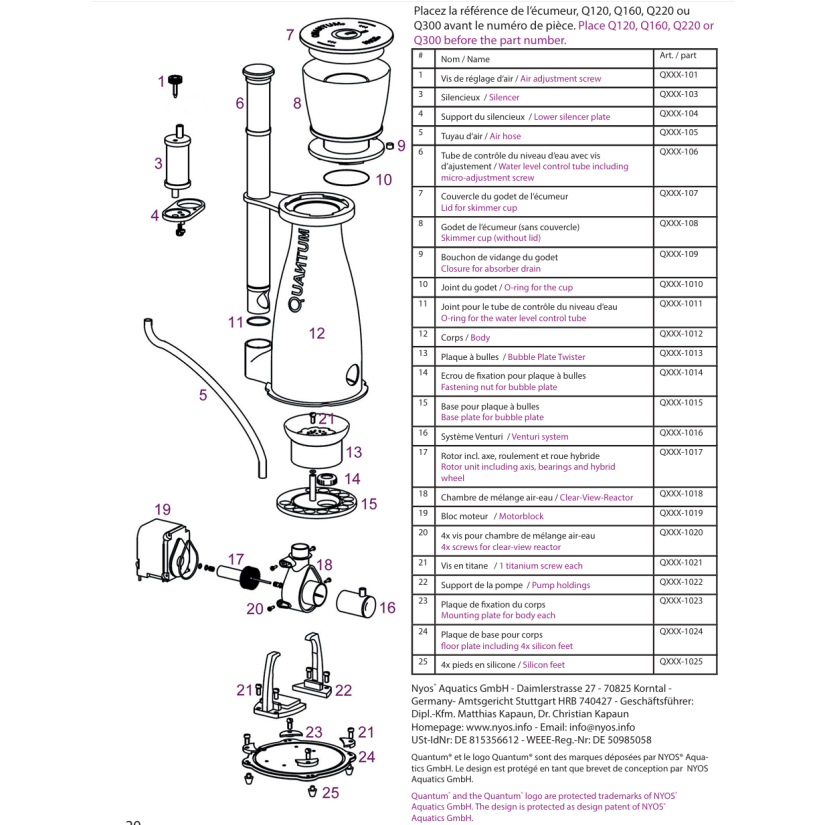 NYOS - Fixation de pompe pour Quantum 160 - réf : Q160-1022