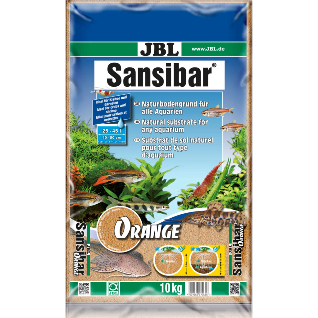 JBL - Sansibar ORANGE 10kg - 0.2, 0.6mm - Substrat de sol fin couleur orange pour aquariums