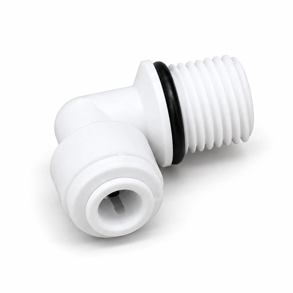 AQUAPERFEKT- Coude à 90°, filetage mâle 1/4 pouce (6 mm) x filetage 1/4 pouce (6 mm)