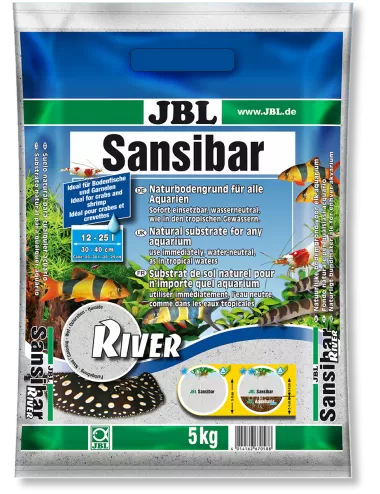 JBL - Sansibar RIVER 5kg - 0.8mm - Substrat de sol clair fin, parsemé de petites pierres noires pour aquariums