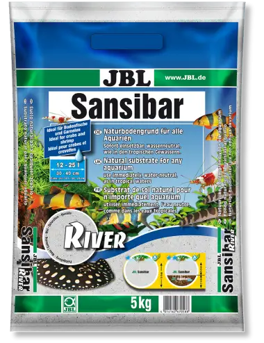 JBL - Sansibar RIVER 10kg - 0.8mm - Fine clear soil substrate, dotted with small black stones for aquariums