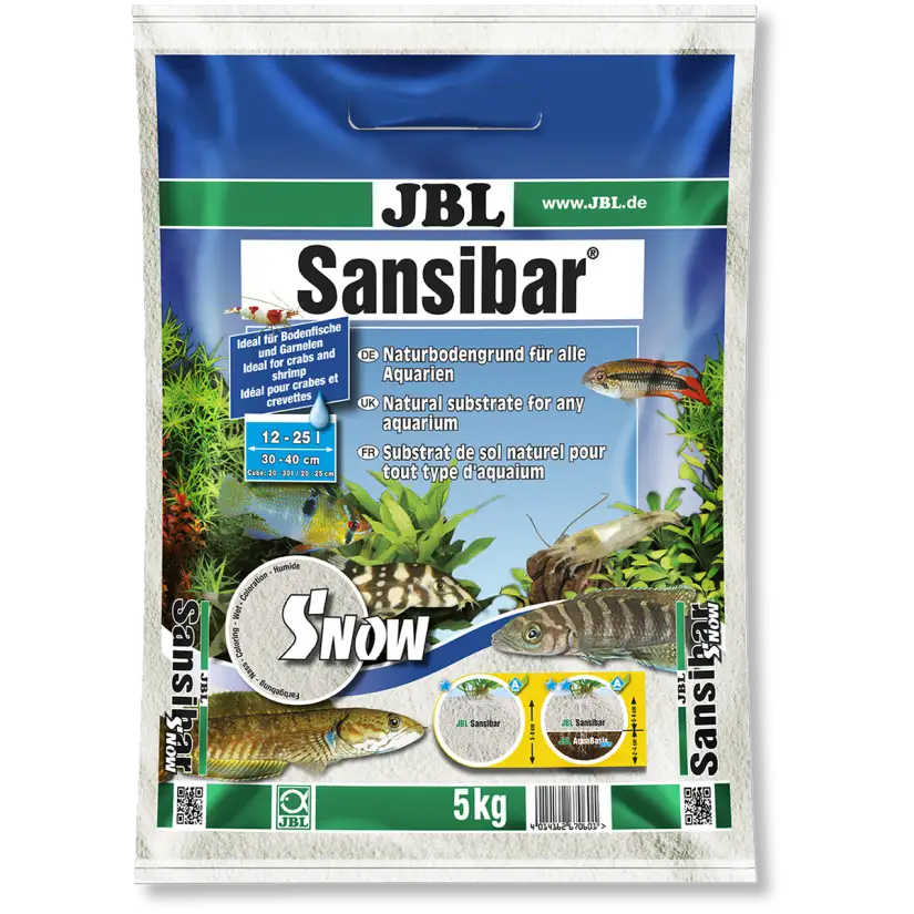 JBL - Sansibar SNOW 5kg - 0.1, 0.6mm - Substrat de sol blanc très fin pour  aquarium