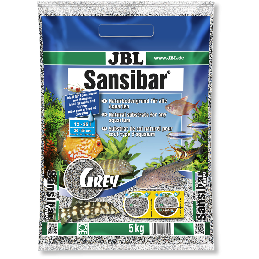 JBL - Sansibar GREY 10kg - 0,2, 0,6mm - Substrato de solo cinza fino para aquários