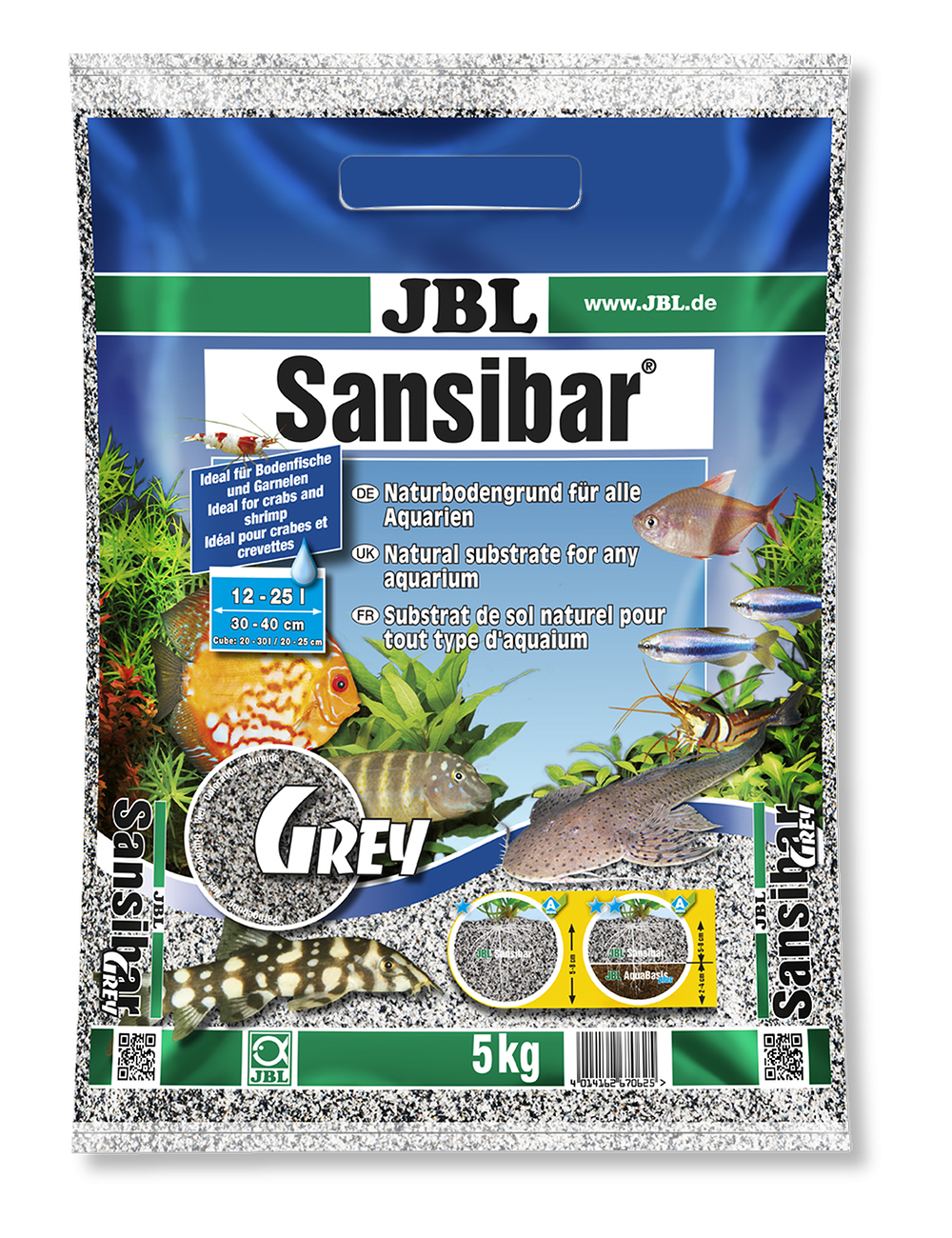 JBL - Sansibar GREY 5kg - 0.2, 0.6mm - Substrat de sol fin gris pour aquariums