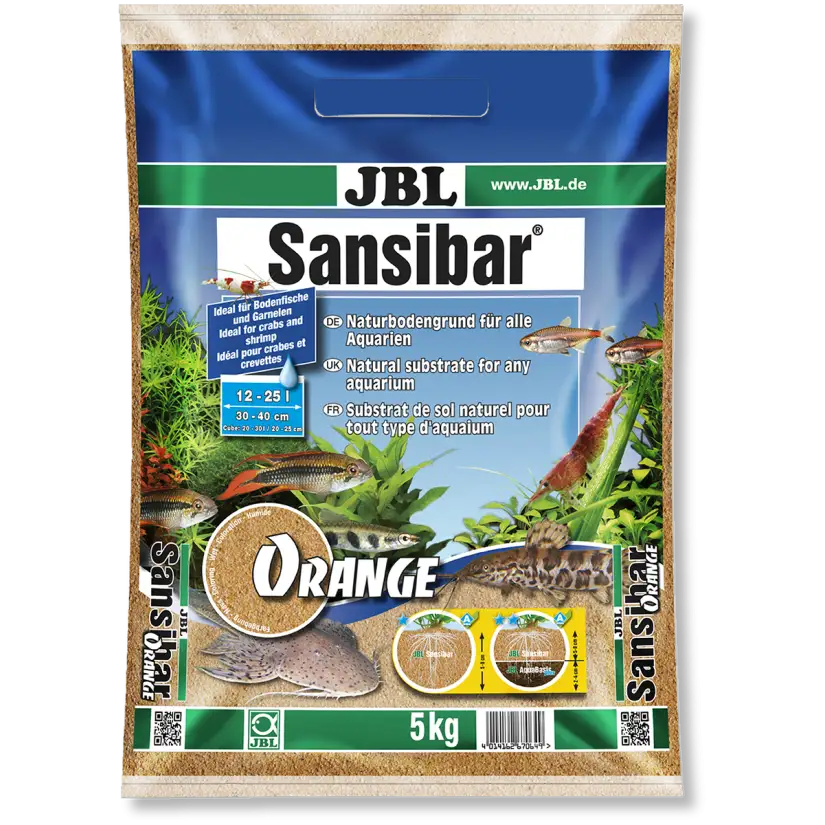 JBL - Sansibar ORANGE 5kg - 0.2, 0.6mm - Substrat de sol fin couleur orange pour aquariums