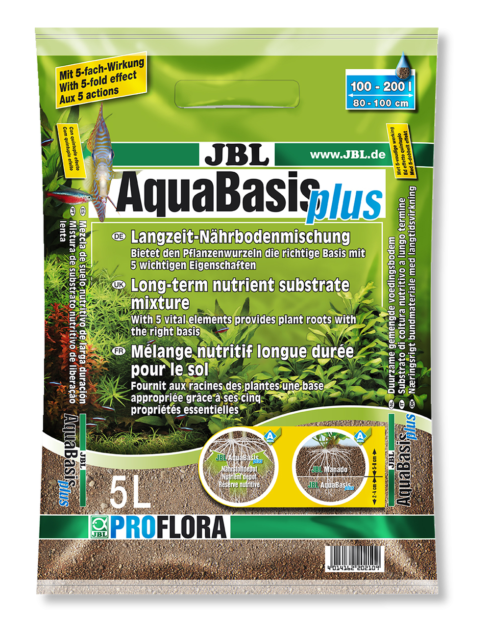 JBL - AquaBasis Plus 2.5l - Substrat nutritif longue durée pour aquariums d’eau douce