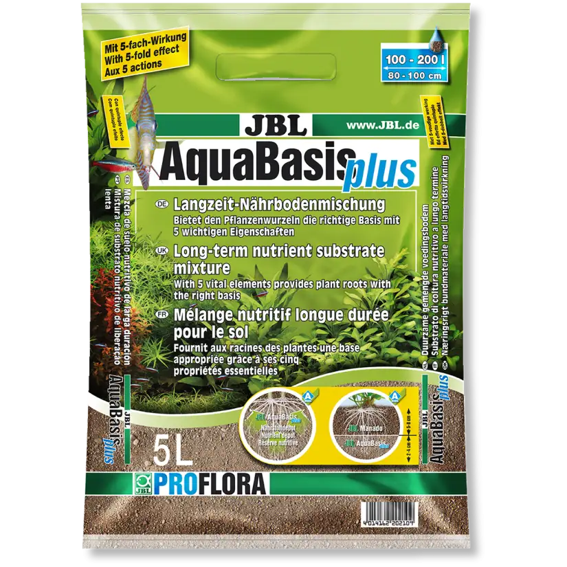JBL - AquaBasis Plus 5l - Substrat nutritif longue durée pour aquariums d’eau douce