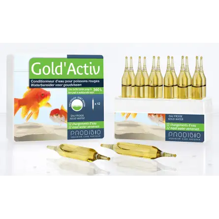 PRODIBIO - Gold'Activ 12 ampoules - Conditionneur d'eau pour Poissons Rouges