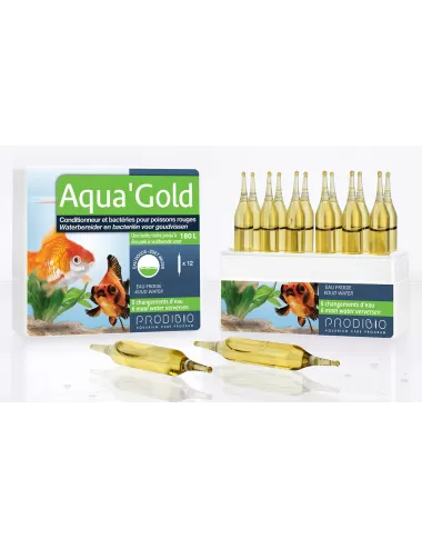 PRODIBIO - Aqua'Gold 12 vials - Water conditioner and bacteria for Goldfish