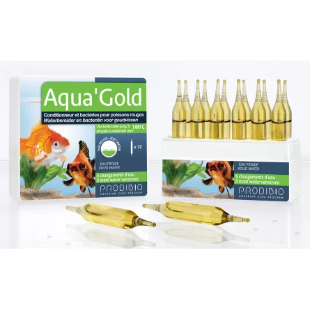 PRODIBIO - Aqua'Gold 12 ampullen - Waterconditioner en bacteriën voor goudvissen