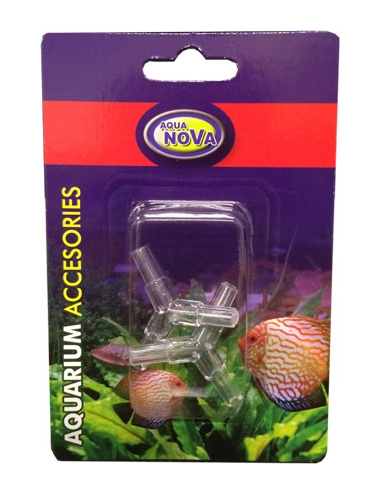 AQUA NOVA - Connettore a "y" a 3 vie per tubi 4/6mm - x2