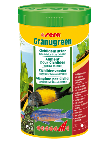 SERA - Granugreen 250ml - Aliment végétal pour les petits Cichlidés herbivores