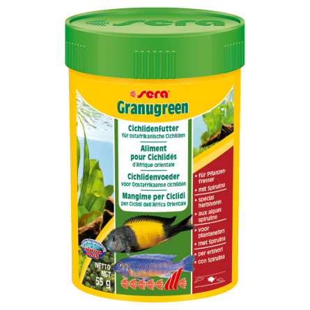 SERA - Granugreen 100ml - Rastlinska hrana za male rastlinojede ciklide SERA - Granugreen 100ml - Rastlinska hrana za male rastlinojede ciklide