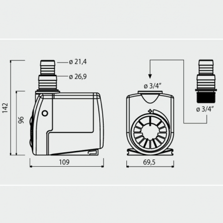 AQUARIUM SYSTEMS - Newa NewJet NJ 2300 - Pompe universelle avec débit réglable de 900 à 2300 L/h