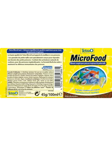 TETRA - MicroFood - 100ml - Aliment complet pour petits poissons