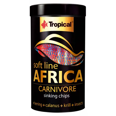 TROPICAL - Soft Line Africa Carnivore M - 250ml - Chips de comida para peces carnívoros africanos TROPICAL - Soft Line Africa Carnivore M - 250ml - Chips de comida para peces carnívoros africanos
