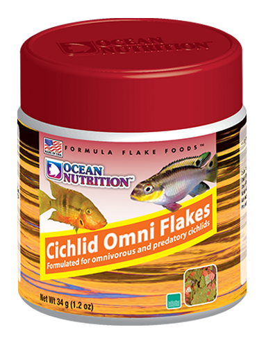 OCEAN NUTRITIONS - Cichlid Omni Flakes - 34g - Alimento para ciclídeos onívoros
