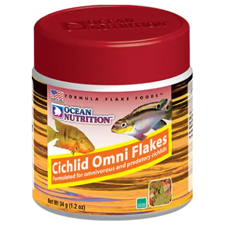 OCEAN NUTRITIONS - Cichlid Omni Flakes - 34g - Cibo per ciclidi onnivori