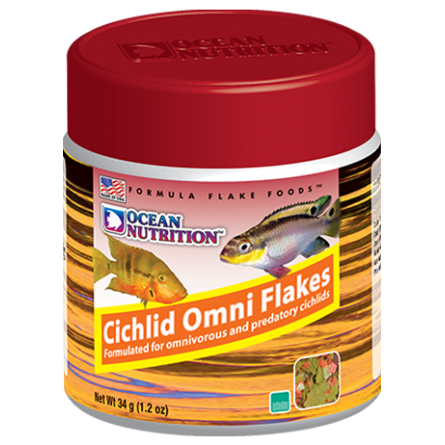 OCEAN NUTRITIONS - Cichlid Omni Flakes - 34g - Food for omnivorous cichlids