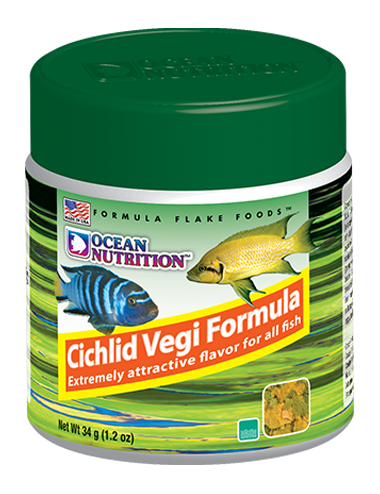 OCEAN NUTRITIONS - Cichlid Vegi Flakes - 34g - Nourriture pour cichlidés végétariens
