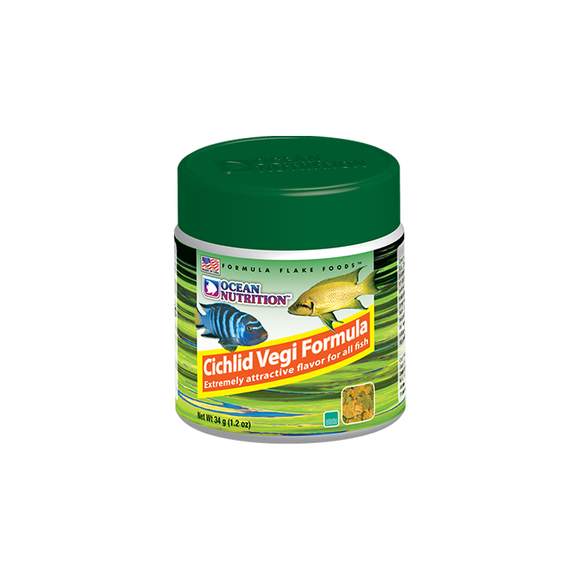 OCEAN NUTRITIONS - Cichlid Vegi Flakes - 34g - Nourriture pour cichlidés végétariens