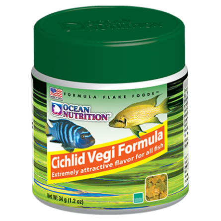 OCEAN NUTRITIONS - Cichlid Vegi Flakes - 34g - Alimento para ciclídeos vegetarianos