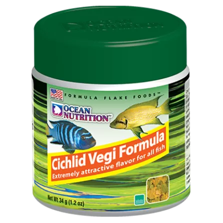 OCEAN NUTRITIONS - Cichlid Vegi Flakes - 34g - Nourriture pour cichlidés végétariens