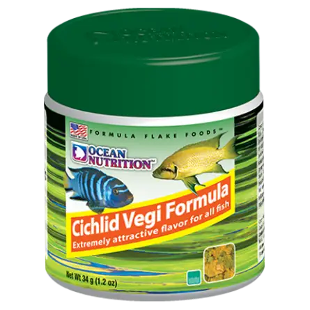 OCEAN NUTRITIONS - Cichlid Vegi Flakes - 34g - Nourriture pour cichlidés végétariens OCEAN NUTRITIONS - Cichlid Vegi Flakes - 34g - Nourriture pour cichlidés végétariens