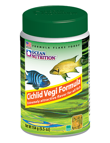 OCEAN NUTRITIONS - Cichlid Vegi Flakes - 156g - Cibo per ciclidi vegetariani
