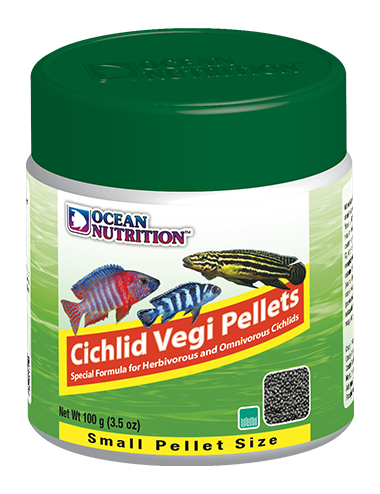 OCEAN NUTRITIONS - Cichlid Vegi Pellets Small - 100g - Alimento para ciclídeos vegetarianos