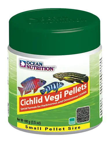 OCEAN NUTRITIONS - Cichlid Vegi Pellets Small - 100g - Alimento para cíclidos vegetarianos