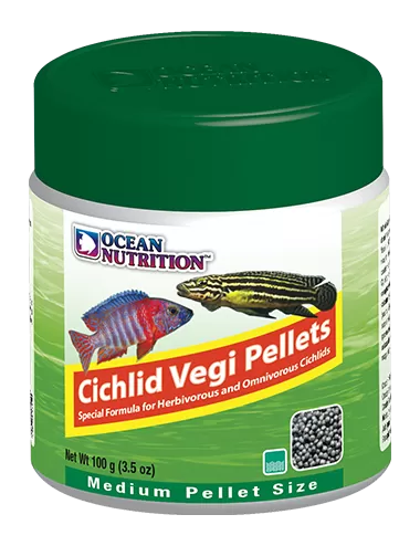 OCEAN NUTRITIONS - Cichlid Vegi Pellets Medium - 100g - Alimento para ciclídeos vegetarianos