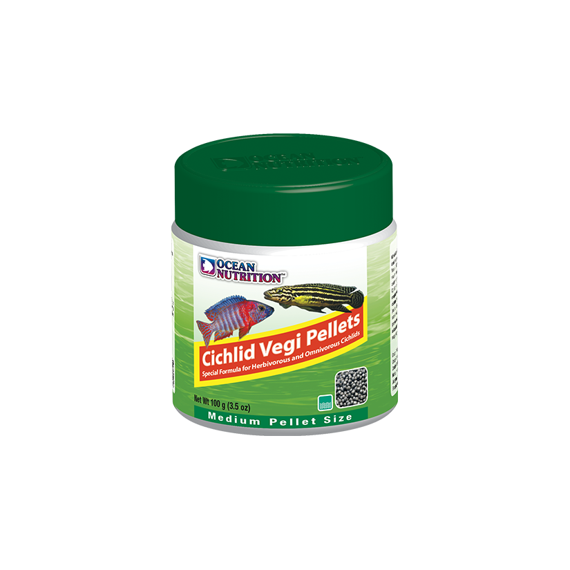 OCEAN NUTRITIONS - Cichlid Vegi Pellets Medium - 100g - Food for vegetarian cichlids
