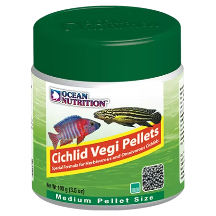 OCEAN NUTRITIONS - Cichlid Vegi Pellets Medium - 100g - Nourriture pour cichlidés végétariens