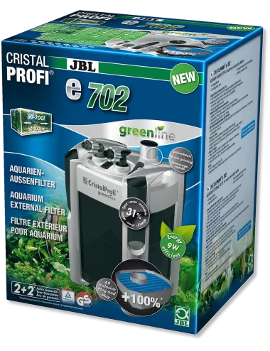JBL - Filtre CristalProfi e702 greenline - Filtre extérieur pour aquariums de 60 à 200 litres