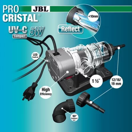 JBL - ProCristal Compact - UV-C 5W - Filtro UV para acuarios de hasta 300 l