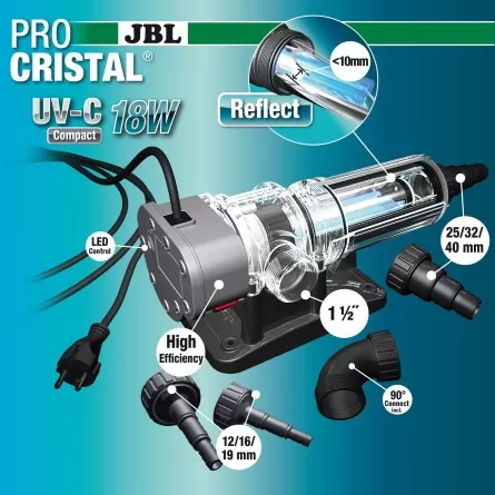 JBL - ProCristal Compact - UV-C 18W - Filtre UV pour aquarium jusqu'à 1500l