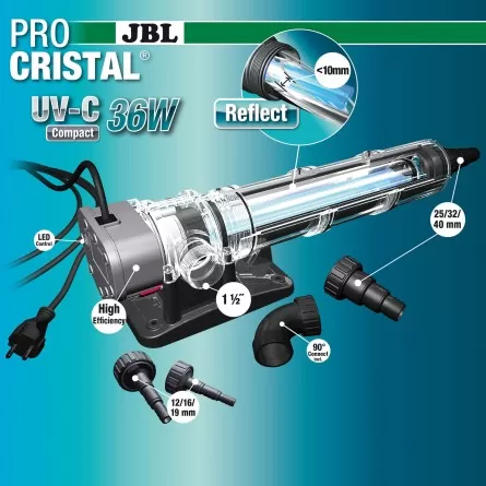 JBL - ProCristal Compact - UV-C 36W - Filtre UV pour aquarium jusqu'à 3000l