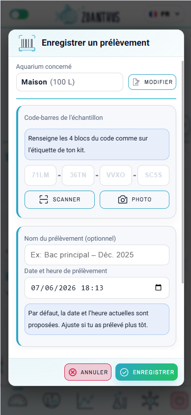 Registrazione di un prelievo su mobile